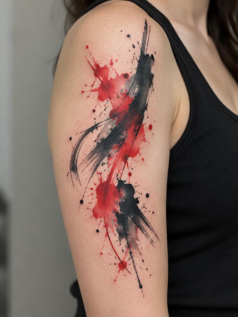 Red Storm — color tattoo on the upper arm