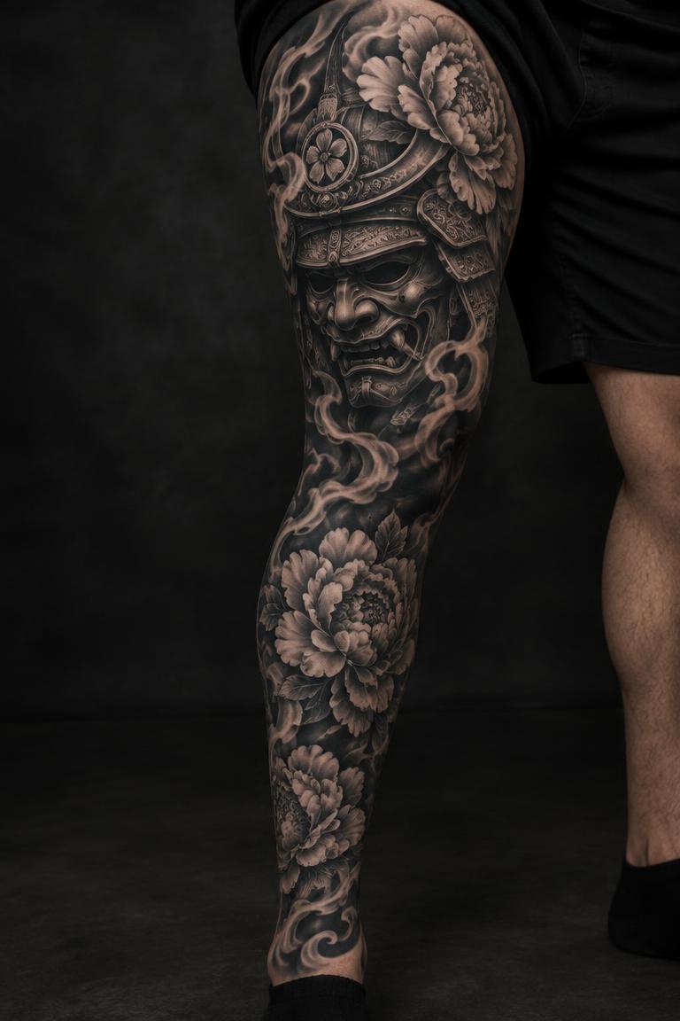 Oni Leg Sleeve — sleeves tattoo on the full leg